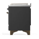ILVE Majestic III 48-inch Dual Fuel Range with 5 Natural Gas Burner, Griddle, French Top and Triple Glass Door Electric Oven in Graphite Matte with Burnished Trim (UM48FSNR3MGB)