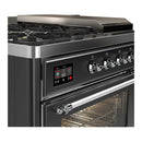 ILVE Majestic III 48-inch Dual Fuel Range with 5 Natural Gas Burner, Griddle, French Top and Triple Glass Door Electric Oven in Graphite Matte with Chrome Trim (UM48FSNR3MGC)