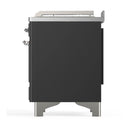 ILVE Majestic III 48-inch Dual Fuel Range with 5 Natural Gas Burner, Griddle, French Top and Triple Glass Door Electric Oven in Graphite Matte with Chrome Trim (UM48FSNR3MGC)