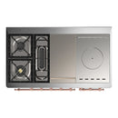 ILVE Majestic III 48-inch Dual Fuel Range with 5 Natural Gas Burner, Griddle, French Top and Triple Glass Door Electric Oven in Graphite Matte with Copper Trim (UM48FSNR3MGP)