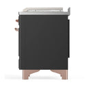ILVE Majestic III 48-inch Dual Fuel Range with 5 Natural Gas Burner, Griddle, French Top and Triple Glass Door Electric Oven in Graphite Matte with Copper Trim (UM48FSNR3MGP)