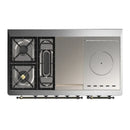 ILVE Majestic III 48-inch Dual Fuel Range with 5 Natural Gas Burner, Griddle, French Top and Triple Glass Door Electric Oven in RAL with Burnished Trim (UM48FSNR3RAB)