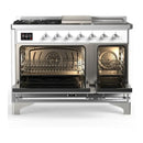 ILVE Majestic III 48-inch Dual Fuel Range with 5 Liquid Propane Burner, Griddle, French Top and Triple Glass Door Electric Oven in RAL with Chrome Trim (UM48FSNR3RACLP)
