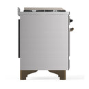 ILVE Majestic III 48-inch Dual Fuel Range with 5 Natural Gas Burner, Griddle, French Top and Triple Glass Door Electric Oven in Stainless Steel with Burnished Trim (UM48FSNR3SSB)