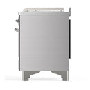 ILVE Majestic III 48-inch Dual Fuel Range with 5 Natural Gas Burner, Griddle, French Top and Triple Glass Door Electric Oven in Stainless Steel with Chrome Trim (UM48FSNR3SSC)