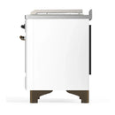 ILVE Majestic III 48-inch Dual Fuel Range with 5 Natural Gas Burner, Griddle, French Top and Triple Glass Door Electric Oven in White with Burnished Trim (UM48FSNR3WHB)