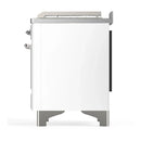 ILVE Majestic III 48-inch Dual Fuel Range with 5 Natural Gas Burner, Griddle, French Top and Triple Glass Door Electric Oven in White with Chrome Trim (UM48FSNR3WHC)