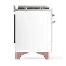ILVE Majestic III 48-inch Dual Fuel Range with 5 Natural Gas Burner, Griddle, French Top and Triple Glass Door Electric Oven in White with Copper Trim (UM48FSNR3WHP)