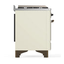ILVE Majestic III 48-inch Dual Fuel Range with 5 Natural Gas Burner, Griddle, French Top and Solid Door Electric Oven in Antique White with Burnished Trim (UM48FSQNR3AWB)
