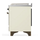 ILVE Majestic III 48-inch Dual Fuel Range with 5 Natural Gas Burner, Griddle, French Top and Solid Door Electric Oven in Antique White with Burnished Trim (UM48FSQNR3AWB)