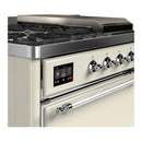 ILVE Majestic III 48-inch Dual Fuel Range with 5 Natural Gas Burner, Griddle, French Top and Solid Door Electric Oven in Antique White with Chrome Trim (UM48FSQNR3AWC)