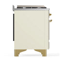 ILVE Majestic III 48-inch Dual Fuel Range with 5 Liquid Propane Burner, Griddle, French Top and Solid Door Electric Oven in Antique White with Brass Trim (UM48FSQNR3AWGLP)