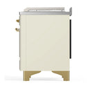 ILVE Majestic III 48-inch Dual Fuel Range with 5 Natural Gas Burner, Griddle, French Top and Solid Door Electric Oven in Antique White with Brass Trim (UM48FSQNR3AWG)