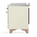 ILVE Majestic III 48-inch Dual Fuel Range with 5 Natural Gas Burner, Griddle, French Top and Solid Door Electric Oven in Antique White with Copper Trim (UM48FSQNR3AWP)