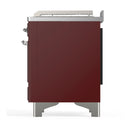 ILVE Majestic III 48-inch Dual Fuel Range with 5 Liquid Propane Burner, Griddle, French Top and Solid Door Electric Oven in Burgundy with Chrome Trim (UM48FSQNR3BUCLP)
