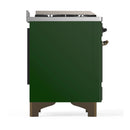ILVE Majestic III 48-inch Dual Fuel Range with 5 Natural Gas Burner, Griddle, French Top and Solid Door Electric Oven in Emerald Green with Burnished Trim (UM48FSQNR3EGB)