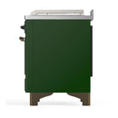 ILVE Majestic III 48-inch Dual Fuel Range with 5 Natural Gas Burner, Griddle, French Top and Solid Door Electric Oven in Emerald Green with Burnished Trim (UM48FSQNR3EGB)