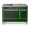 ILVE Majestic III 48-inch Dual Fuel Range with 5 Liquid Propane Burner, Griddle, French Top and Solid Door Electric Oven in Emerald Green with Chrome Trim (UM48FSQNR3EGCLP)