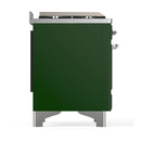 ILVE Majestic III 48-inch Dual Fuel Range with 5 Natural Gas Burner, Griddle, French Top and Solid Door Electric Oven in Emerald Green with Chrome Trim (UM48FSQNR3EGC)
