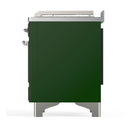 ILVE Majestic III 48-inch Dual Fuel Range with 5 Liquid Propane Burner, Griddle, French Top and Solid Door Electric Oven in Emerald Green with Chrome Trim (UM48FSQNR3EGCLP)