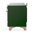 ILVE Majestic III 48-inch Dual Fuel Range with 5 Natural Gas Burner, Griddle, French Top and Solid Door Electric Oven in Emerald Green with Copper Trim (UM48FSQNR3EGP)