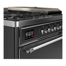 ILVE Majestic III 48-inch Dual Fuel Range with 5 Natural Gas Burner, Griddle, French Top and Solid Door Electric Oven in Graphite Matte with Chrome Trim (UM48FSQNR3MGC)