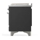 ILVE Majestic III 48-inch Dual Fuel Range with 5 Natural Gas Burner, Griddle, French Top and Solid Door Electric Oven in Graphite Matte with Chrome Trim (UM48FSQNR3MGC)