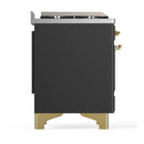ILVE Majestic III 48-inch Dual Fuel Range with 5 Natural Gas Burner, Griddle, French Top and Solid Door Electric Oven in Graphite Matte with Brass Trim (UM48FSQNR3MGG)