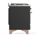 ILVE Majestic III 48-inch Dual Fuel Range with 5 Natural Gas Burner, Griddle, French Top and Solid Door Electric Oven in Graphite Matte with Copper Trim (UM48FSQNR3MGP)