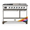 ILVE Majestic III 48-inch Dual Fuel Range with 5 Liquid Propane Burner, Griddle, French Top and Solid Door Electric Oven in RAL with Burnished Trim (UM48FSQNR3RABLP)
