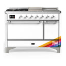 ILVE Majestic III 48-inch Dual Fuel Range with 5 Liquid Propane Burner, Griddle, French Top and Solid Door Electric Oven in RAL with Chrome Trim (UM48FSQNR3RACLP)