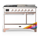 ILVE Majestic III 48-inch Dual Fuel Range with 5 Natural Gas Burner, Griddle, French Top and Solid Door Electric Oven in RAL with Copper Trim (UM48FSQNR3RAP)