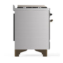 ILVE Majestic III 48-inch Dual Fuel Range with 5 Natural Gas Burner, Griddle, French Top and Solid Door Electric Oven in Stainless Steel with Burnished Trim (UM48FSQNR3SSB)