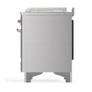 ILVE Majestic III 48-inch Dual Fuel Range with 5 Natural Gas Burner, Griddle, French Top and Solid Door Electric Oven in Stainless Steel with Chrome Trim (UM48FSQNR3SSC)