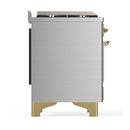 ILVE Majestic III 48-inch Dual Fuel Range with 5 Liquid Propane Burner, Griddle, French Top and Solid Door Electric Oven in Stainless Steel with Brass Trim (UM48FSQNR3SSGLP)