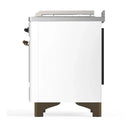 ILVE Majestic III 48-inch Dual Fuel Range with 5 Natural Gas Burner, Griddle, French Top and Solid Door Electric Oven in White with Burnished Trim (UM48FSQNR3WHB)