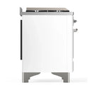 ILVE Majestic III 48-inch Dual Fuel Range with 5 Natural Gas Burner, Griddle, French Top and Solid Door Electric Oven in White with Chrome Trim (UM48FSQNR3WHC)