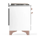 ILVE Majestic III 48-inch Dual Fuel Range with 5 Natural Gas Burner, Griddle, French Top and Solid Door Electric Oven in White with Copper Trim (UM48FSQNR3WHP)
