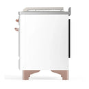 ILVE Majestic III 48-inch Dual Fuel Range with 5 Natural Gas Burner, Griddle, French Top and Solid Door Electric Oven in White with Copper Trim (UM48FSQNR3WHP)