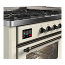 ILVE Majestic III 60-inch Dual Fuel Range with 5 Liquid Propane Burner, Griddle and Triple Glass Door Electric Oven in Antique White with Burnished Trim (UM60FNR3AWBLP)