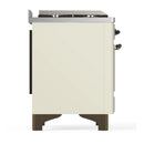ILVE Majestic III 60-inch Dual Fuel Range with 7 Natural Gas Burner, Griddle and Triple Glass Door Electric Oven in Antique White with Burnished Trim (UM60FNR3AWB)