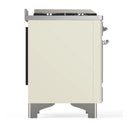 ILVE Majestic III 60-inch Dual Fuel Range with 7 Natural Gas Burner, Griddle and Triple Glass Door Electric Oven in Antique White with Chrome Trim (UM60FNR3AWC)