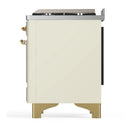 ILVE Majestic III 60-inch Dual Fuel Range with 7 Natural Gas Burner, Griddle and Triple Glass Door Electric Oven in Antique White with Brass Trim (UM60FNR3AWG)
