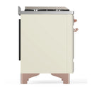 ILVE Majestic III 60-inch Dual Fuel Range with 7 Natural Gas Burner, Griddle and Triple Glass Door Electric Oven in Antique White with Copper Trim (UM60FNR3AWP)