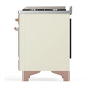 ILVE Majestic III 60-inch Dual Fuel Range with 7 Natural Gas Burner, Griddle and Triple Glass Door Electric Oven in Antique White with Copper Trim (UM60FNR3AWP)