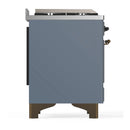ILVE Majestic III 60-inch Dual Fuel Range with 7 Natural Gas Burner, Griddle and Triple Glass Door Electric Oven in Blue Grey with Burnished Trim (UM60FNR3BGB)