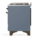 ILVE Majestic III 60-inch Dual Fuel Range with 7 Natural Gas Burner, Griddle and Triple Glass Door Electric Oven in Blue Grey with Burnished Trim (UM60FNR3BGB)