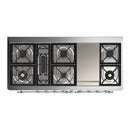 ILVE Majestic III 60-inch Dual Fuel Range with 5 Liquid Propane Burner, Griddle and Triple Glass Door Electric Oven in Blue Grey with Chrome Trim (UM60FNR3BGCLP)