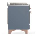 ILVE Majestic III 60-inch Dual Fuel Range with 7 Natural Gas Burner, Griddle and Triple Glass Door Electric Oven in Blue Grey with Copper Trim (UM60FNR3BGP)