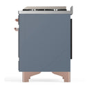 ILVE Majestic III 60-inch Dual Fuel Range with 7 Natural Gas Burner, Griddle and Triple Glass Door Electric Oven in Blue Grey with Copper Trim (UM60FNR3BGP)